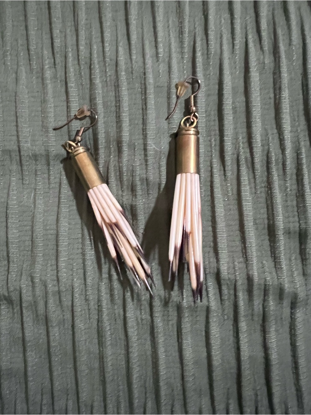 Porcupine quills in bullet casing earrings - Picture 2 of 4